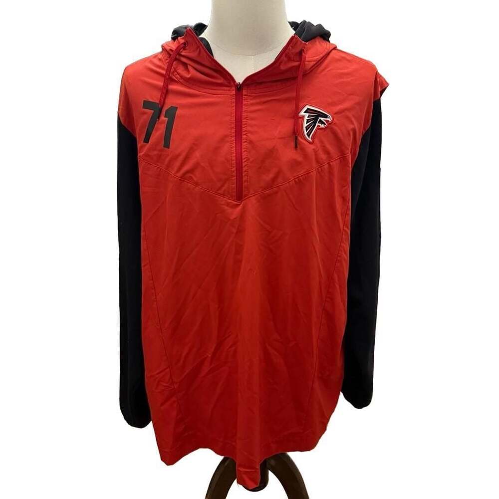 Nike Atlanta Falcons Elijah Wilkinson Team Issued #71 1/4 Zip Hooded Pullover Si